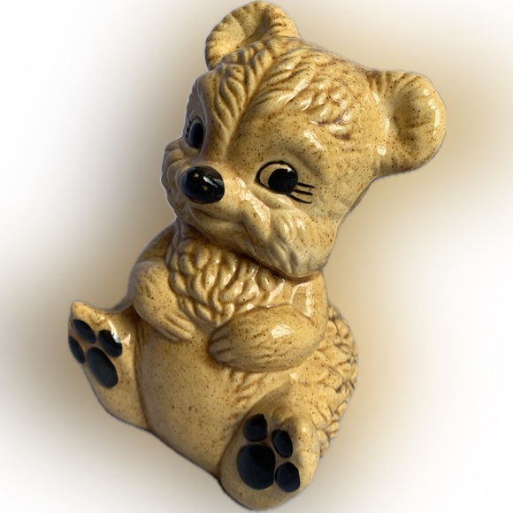 Ceramic Teddy Bear (Piggy) Bank, 7.5 inch.  Baby Shower Gift Nursery Vintage - Picture 5 of 8